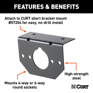 CURT - Connector Mounting Bracket for 4-Way & 6-Way Round (Packaged) - Image 2