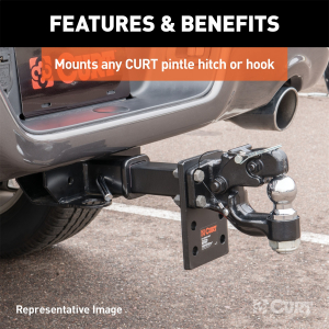 CURT - Adjustable Pintle Mount (2-1/2" Shank, 18,000 lbs., 7" High, 8" Long) - Image 4