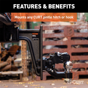 CURT - Adjustable Pintle Mount (2-1/2" Shank, 20,000 lbs., 12-1/2" High, 10-3/4" Long) - Image 3