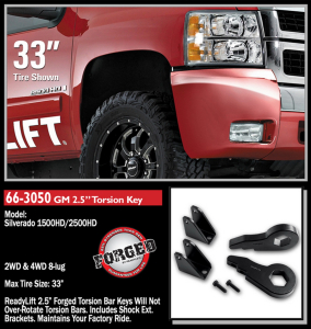 ReadyLift - ReadyLIFT | 2000-2010 Chevrolet/GMC 2500/3500HD 2.5'' Front Leveling Kit (Forged Torsion Key) | 66-3050 - Image 3