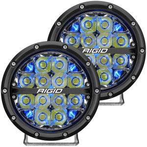 Rigid Industries - RIGID Industries | 360-Series 6" Round LED Off-Road Light; Spot Beam Pattern for High Speeds, Blue Backlight, Pair | 36202 - Image 1