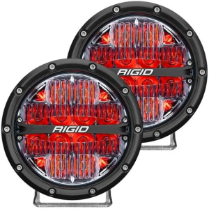 Rigid Industries - RIGID Industries | 360-Series 6" Round LED Off-Road Light; Drive Beam Pattern for Moderate Speeds, Red Backlight, Pair | 36205 - Image 1