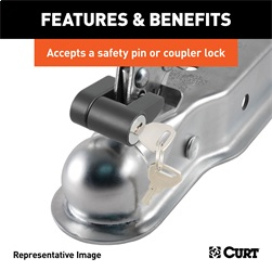 CURT - 2" Straight-Tongue Coupler with Posi-Lock (3" Channel, 5,000 lbs, Zinc) - Image 3